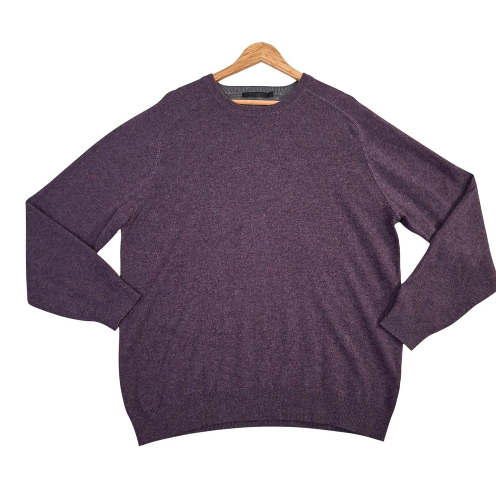 Raffi Mens Purple 100% Cashmere Crew Neck Raglan Sweater XL RN 73597